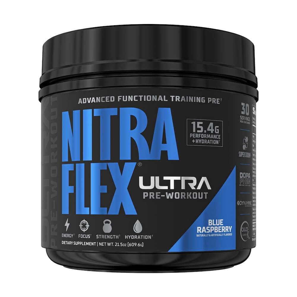 GAT SPORT Nitraflex超プレワークアウトサプリメント(30サービング、ブルーラズベリー)