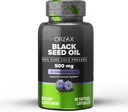 ORZAX の黒い種のオイルは 100% の純粋プレスしました | Non-GMO - Omega 3 6 9 の豊富及び Thymoquinone | 免疫サポート、毛、皮、表面のための黒い Cumin Nigella のサティバ オイル(500 mg - 90 Softgel のカプセル)