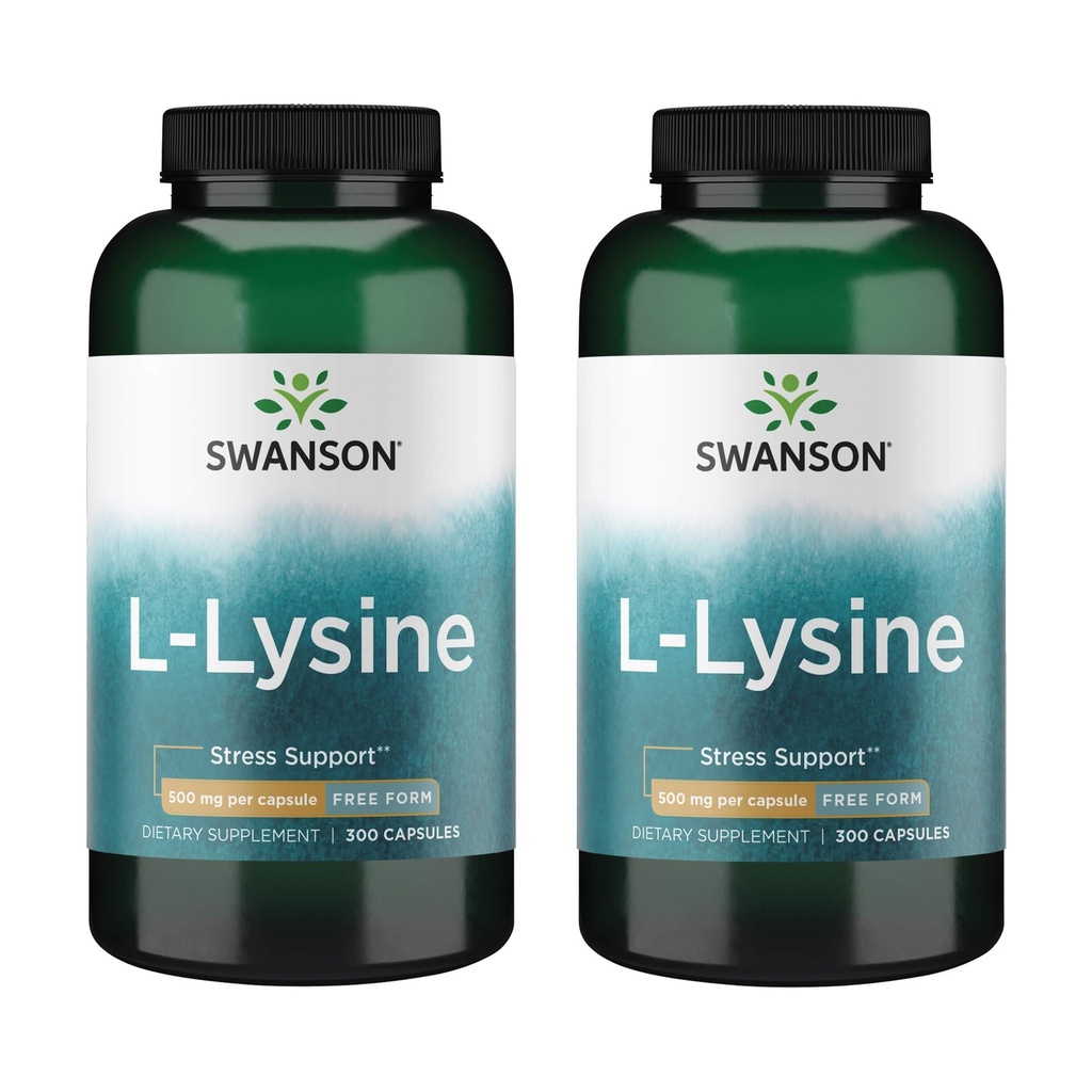 スワンソンフリーフォームL-Lysine - ストレスサポートと神経系の健康を促進する天然サプリメント - カルム気分&リラクゼーションを促進することができます - (300カプセル、500mg各) 2パック