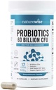 NatureWise Probiotics 60 Billion CFU - 17 Strains + Organic Prebiotics - 免疫、消化及び女性のための腸の健康サポート - ベジタリアン、グルテンフリー、非GMO - 60カプセル[2ヶ月の供給]