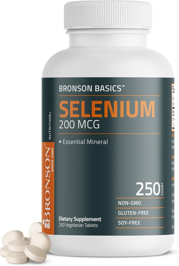 Bronson Selenium 200 mcg Immune & Antioxidant Support Essential Mineral, 250 Vegetarian Tablets