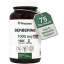PRISTINEのBerberineの補足のカプセル- 1000のMG 75の日の供給150のカプセル-中心、及び免除の健康サポート酸化防止剤-消化管路及び健康なGutのFloraサポート