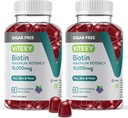 毛、皮および釘のためのViteeyのビオチンのグミies 10,000mcg - 砂糖は放します - 毛の成長のグミ、健康な皮の白、強い健康な釘の成長 - 完全菜食主義者の、グルテンフリー、ゼラチンの自由な味の果実味