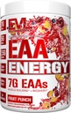 Evlution Nutrition EAAエナジー - プレ&ポストワークアウトパウダー - マッスルビルディング&リカバリサプリメント - 7gエッセンシャルアミノ酸+ 5g BCAA - クリーンエネルギー - カフェイン - 30サービング - フルーツパンチ