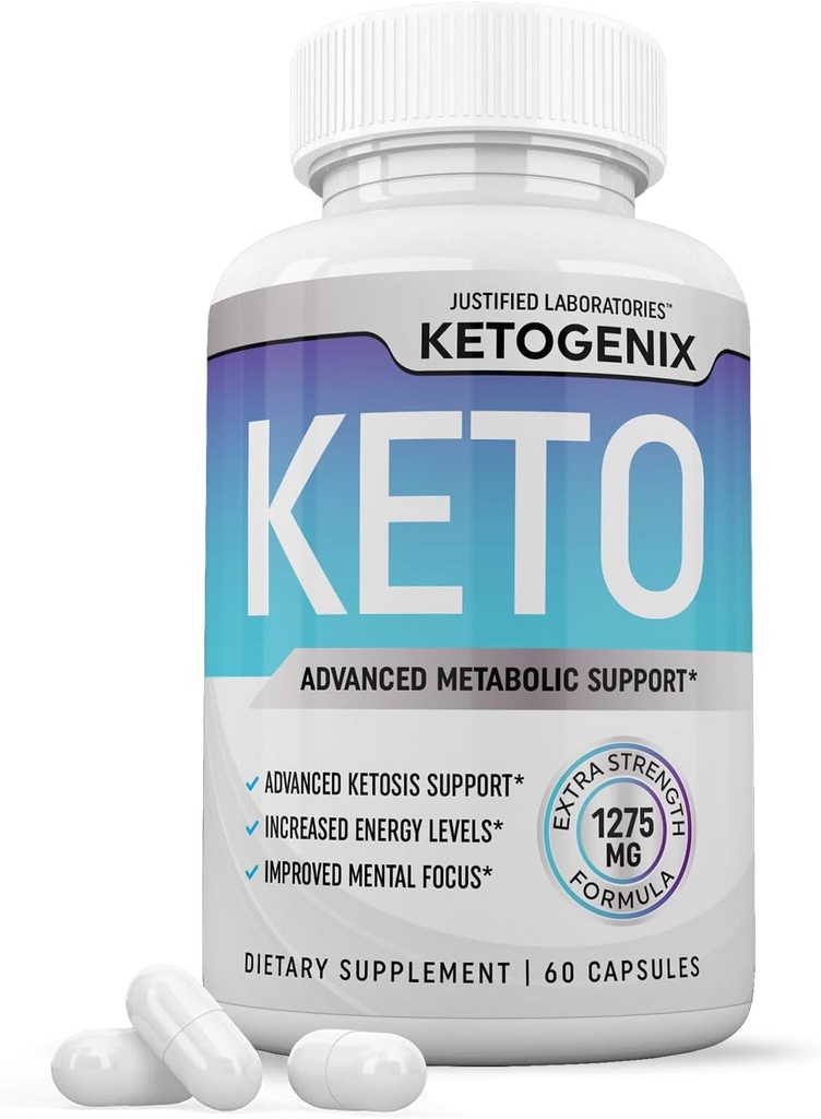 Ketogenix Keto Pills 1275MG New & Improved Formula Contains Apple Cider Vinegar Extra Virgin Olive Oil Powder Green Tea Leaf 60 Capsules