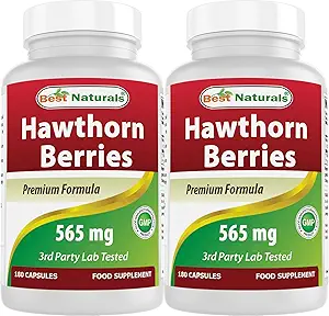 Best Naturals Hawthorn Berry 565 mg 180 Capsules (180 Count (Pack of 2))