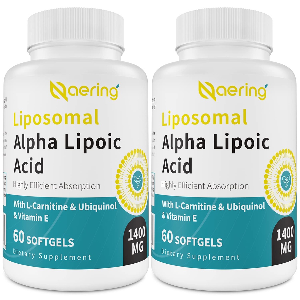 LiposomalのアルファLipoicの酸1400mgのSoftgels、Lカルニチン1000mgのALAの補足、Ubiquinol (活動的なCoQ10) 100mgおよびビタミンE 10mgの酸化防止剤、Nerve、エネルギー120のSoftgelsのためのアルファLipoicの酸