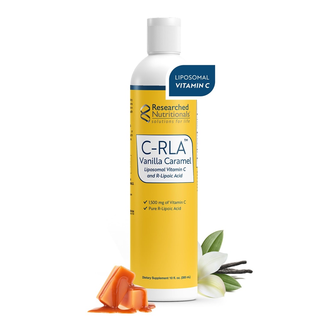 研究栄養剤C-RLA - DetoxをサポートするRリポ酸ビタミンC - ビーガン&大豆フリービタミンC液体、バニラキャラメル風味(10 Fl Oz)