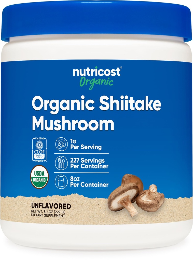 Nutricost有機性椎茸パウダー8oz - 100%オーガニック認証、グルテンフリー、非GMO
