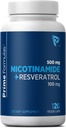 Resveratrol 100 mg 120ベジギーカプセル付きニコチンアミド500mg - 非GMOビタミンB3、メタボリック健康、NAD +、皮膚細胞とミトコンドリアエネルギー生産をサポートしています。 男性と女性のためのアメリカ製
