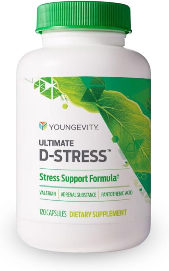 Youngevity Ultimate D-StressTM - マグネシウム、Valeian Root抽出物、およびBビタミンによる自然なストレス軽減サプリメント - 副腎の健康と神経系をサポート - 120カプセル(1パック)