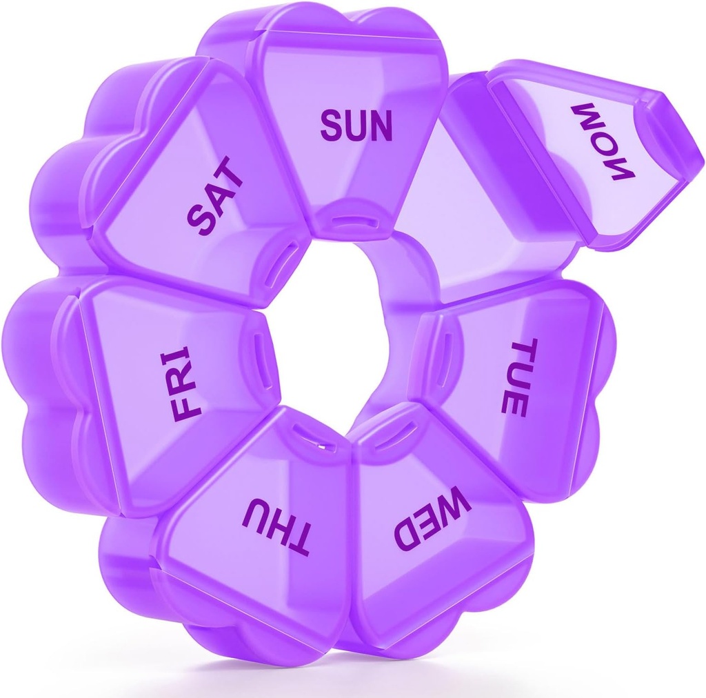 大きい週刊の丸薬のオルガナイザー、丸薬箱 7 日、KAPENS の毎日のビタミン箱の大容量のコンパートメント、魚油の薬の補足のための丸薬の容器、紫色