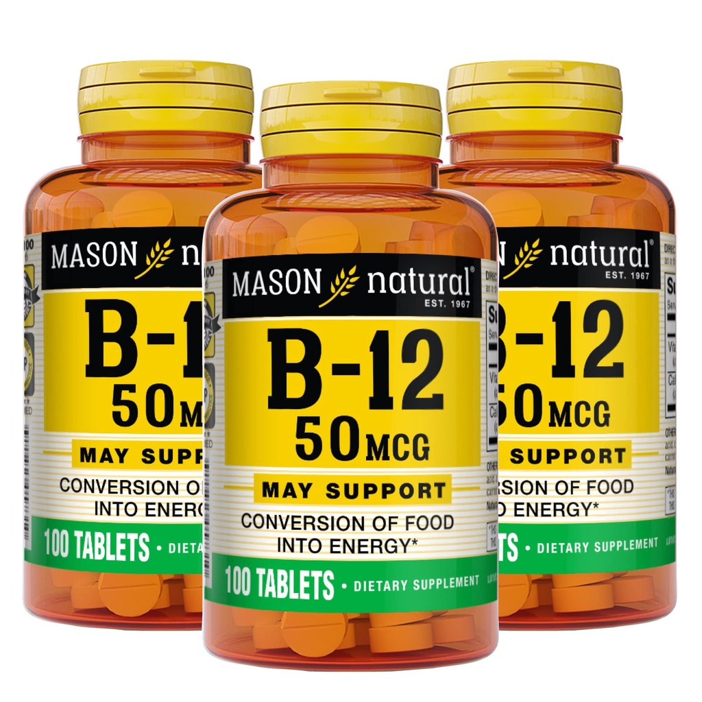 天然ビタミンB12 50 mcg、カルシウム、300、日の供給、自然エネルギーレベルをサポートするためのサプリメント、100錠(パッケージ3)