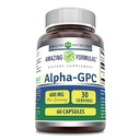 アメイジングフォーミュラアルファ GPC サプリメント | 600 Mg / サービング | 60 カプセル | Non-GMO | グルテンフリー | アメリカ製