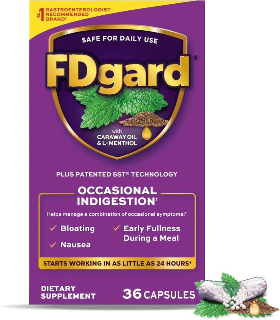 FDgardの腸の健康の補足、消化不良、吐き気及び膨脹、upsetの胃、36のカプセル