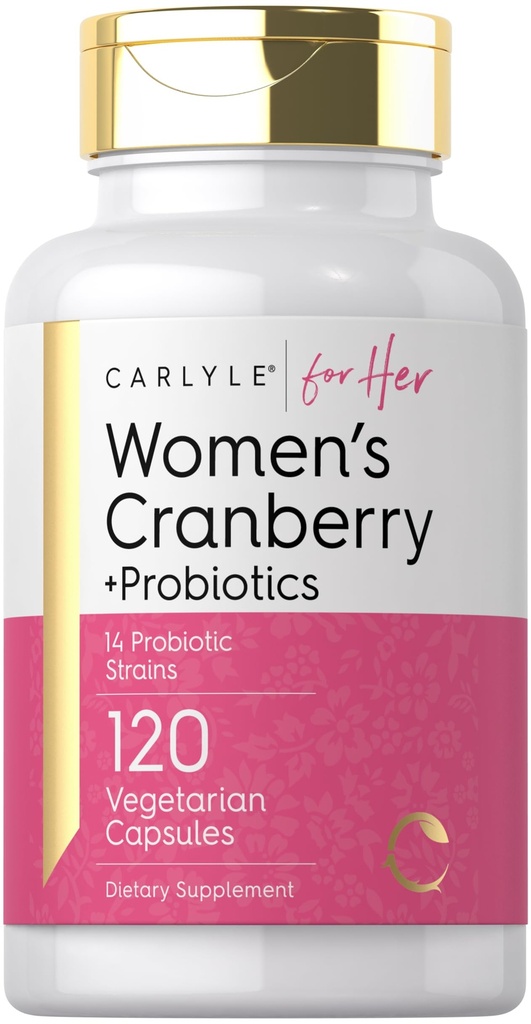 Carlyle Women's Cranberry Plus Probiotics | 120 カプセル | 14 プロバイオティックストレーナー | ベジタリアン・非GMO・グルテンフリーサプリメント | ヘルシー