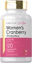 Carlyle Women's Cranberry Plus Probiotics | 120 カプセル | 14 プロバイオティックストレーナー | ベジタリアン・非GMO・グルテンフリーサプリメント | ヘルシー