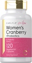 Carlyle Women's Cranberry Plus Probiotics | 120 カプセル | 14 プロバイオティックストレーナー | ベジタリアン・非GMO・グルテンフリーサプリメント | ヘルシー