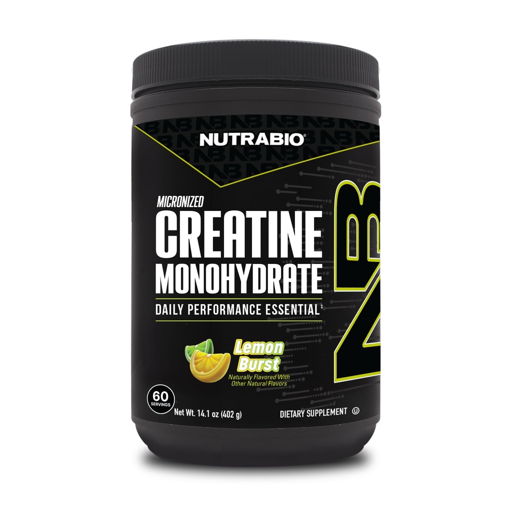 NutraBio の純粋な Micronized のクレアチンの Monohydrate の粉の補足、レモン バースト(300 g) -サポート バルク 筋肉エネルギー、回復および強さ- HPLC は人および女性のためのクレアチンの粉の補足をテストしました