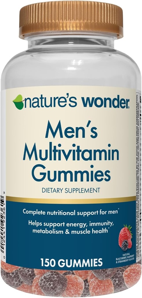 Nature's Wonder Men's Multivitamin Gummies、免疫健康、エネルギー、代謝、ビタミンA、C、D、B6、B12、150人の男性の毎日のマルチビタミンGmmies、75日の供給をサポート