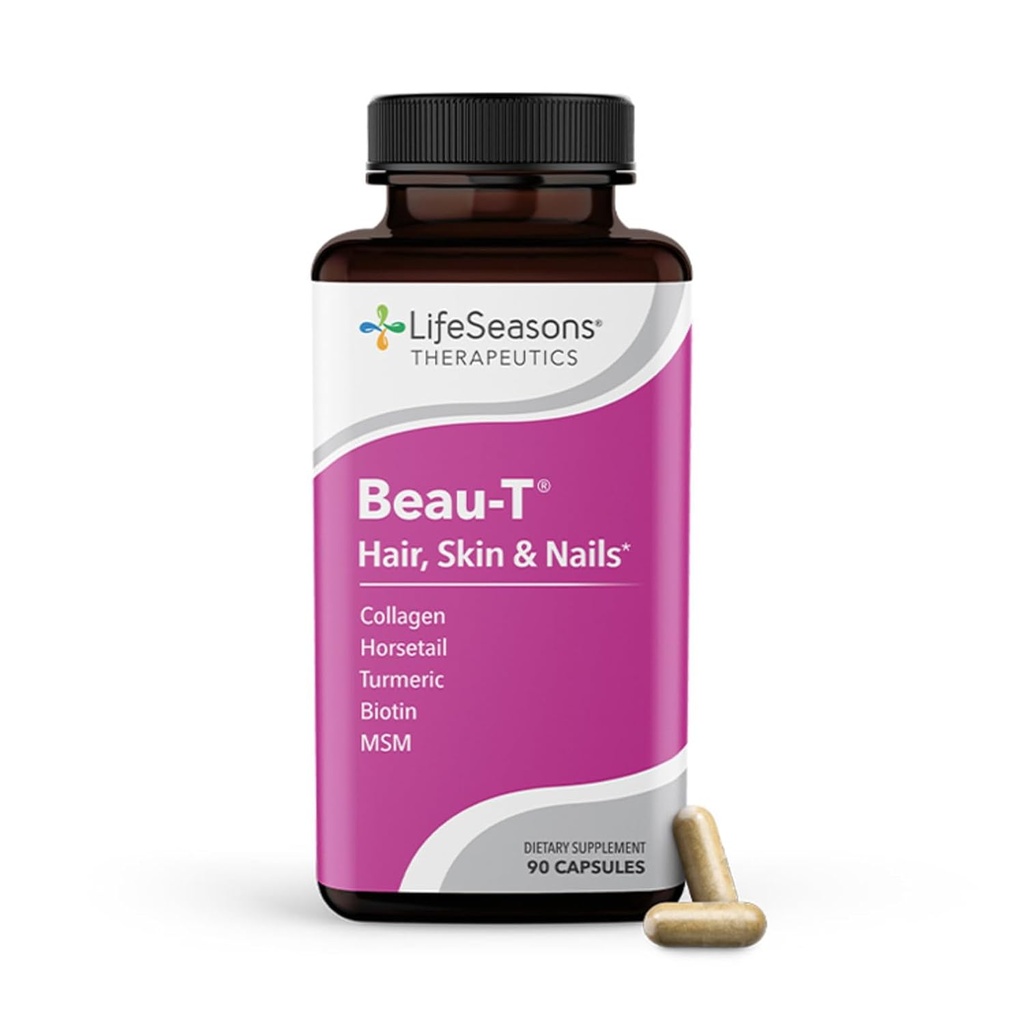 LifeSeasons Pausitivi-T with Beau-T & Ageless Skincare - 更年期サポートサプリメント - ホットフラッシュの救済、ホルモンの不均衡と夜の汗 - セージ、シャステベリー、大豆イソフラボン&ブラックコホッシュ