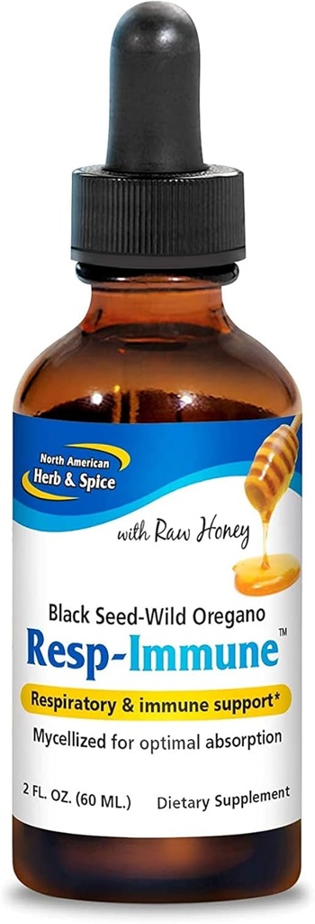 NORTH AMERICAN HERB&SPICE Resp-Immune - 2 oz - 呼吸器&免疫サポート - 黒種子、オレガノ P73 オイル&生ハニー - 最適な吸収のためにMycellized - 非GMO - 39 サービング