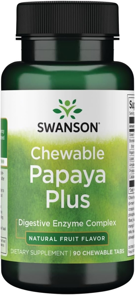 Swanson Chewable Papaya プラス 90 Chwbls 酵素