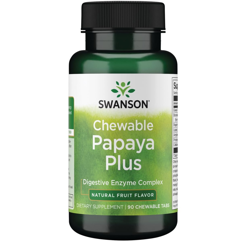 Swanson Chewable Papaya プラス 90 Chwbls 酵素
