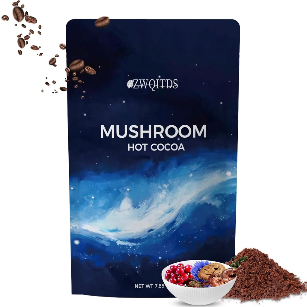 Mushroom Hot Cocoa, Melatonin Sleep Aid | Keto Cocoa Powder With Mushroom For Sleep | Melatonin, Reishi, Glycine, Cacao, L-Theanine, Chicory | Single Dosage: 1 tbsp (11 g) Available 20 Times
