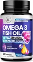 Omega 3 魚油は 2400mg - トリプル強度オメガ 3 脂肪酸, 自然心健康脳 & 共同サポート - EPA と脂肪酸 & DHA - ワイルドキャッチ魚油サプリメント - 60 Softgels