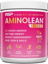 RSP NUTRITION AminoLean プレワークアウト, ジッタなしのクリーン エネルギー, ティングル or クラッシュ, 完全菜食主義者の髪のためのバイオチンを追加, 皮膚, ネイル, ベリーエリクサー, 30 サービング