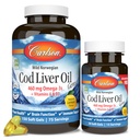 カールソン - タラ肝油の宝石, 460 mg Omega-3s, プラスビタミンAとD3, ワイルドキャッチ ノルウェーのアークティックコッド, 持続的に供給北欧魚油カプセル, レモン, 150 + 30 Softgels