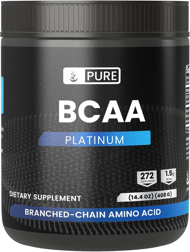 PURE ORIGINAL INGREDIENTS 2:1 BCAA Powder, 14.4 oz, Unflavored, 272 Servings, Always Pure, No Additives or Fillers