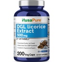 NusaPure DGL Licoriceのエキス500のmg 200の野菜のカプセル(Vegan、非GMO)