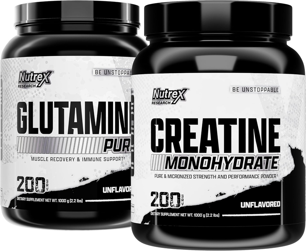Nutrexの研究のクレアチンの一水化物の粉200のサーブ及びLグルタミンの粉200のサーブの束