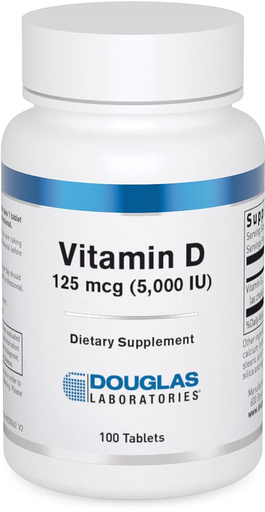ダグラス研究所 ビタミンD(5,000 I.U.) | ビタミンD3サプリメント 免疫健康、カルシウムレベル、およびBones*をサポート | 100錠