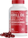 Bronson の Omega-3s EPA、DHA、Astaxanthin および Phospholipids 180 の Softgels が付いている Antarctic Krill オイル 1000 の mg