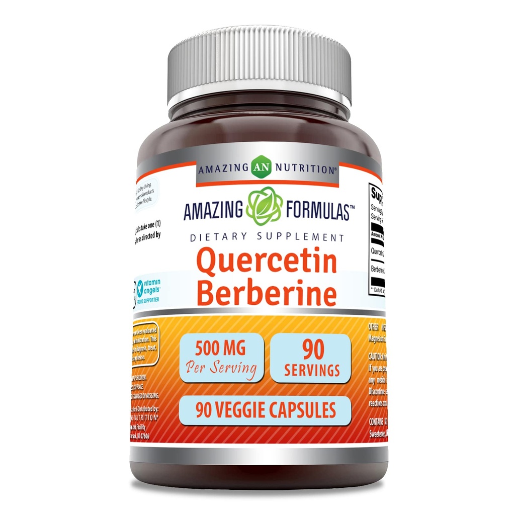 アメイジングフォーミュラ ケルセチン ベルベリン - 250mg ベルベリンと250mgケルセチン、90 Veggieカプセルサプリメント | 非GMO | グルテンフリー | アメリカ製 | ベジタリアン向け