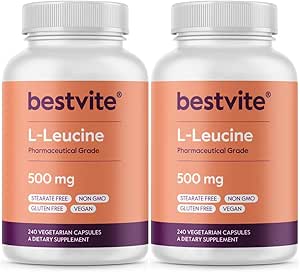 BESTVITE フィラーフリー L-ロイシン カプセルあたり500mg(480 ベジタリアンカプセル)(240x2) - ない Stearates、充填剤なし - ビーガン、非GMO、グルテンフリーロイシンサプリメント - 必須アミノ酸サプリメント