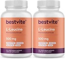 BESTVITE フィラーフリー L-ロイシン カプセルあたり500mg(480 ベジタリアンカプセル)(240x2) - ない Stearates、充填剤なし - ビーガン、非GMO、グルテンフリーロイシンサプリメント - 必須アミノ酸サプリメント