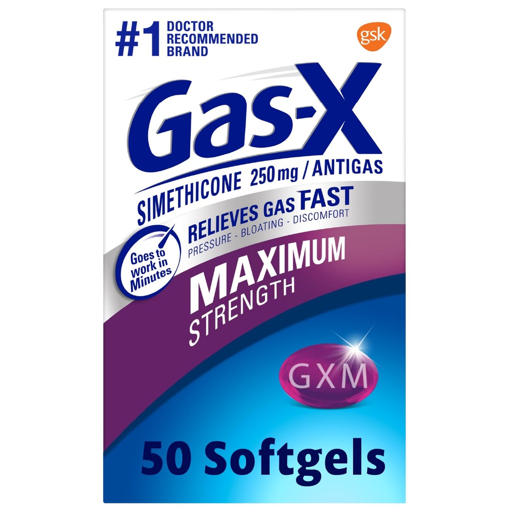 ガスX最高の強さのガスの救助のSoftgels Simethicone 250の血清救助のためのmg - 50の計算