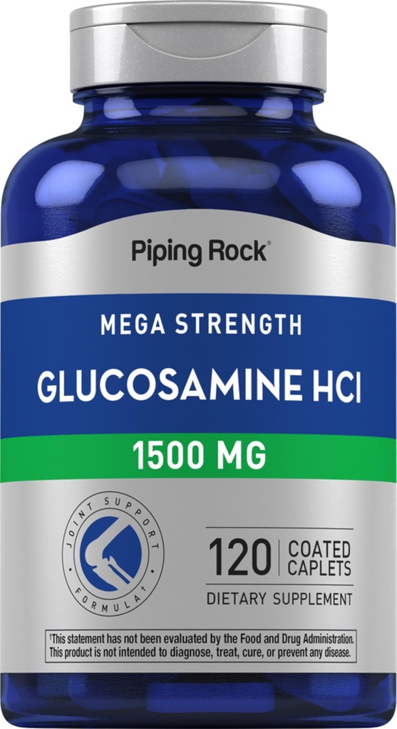 パイピングロックグルコサミンHCL 1500mg | 120カプレット | メガパワー | 非GMO&グルテンフリーサプリメント