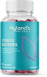 Hyland's Stress Busters Gummies, Calm and Focus with L-Theanine, Chamomile and Lemon Balm, 60 Vegan Gummies (30 Days)