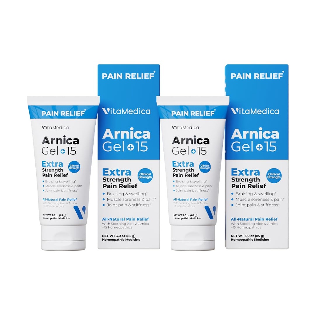 VitaMedica Arnica Gel Plus 15 Healingプラントコンパウンド、Brising、Swelling、関節痛、筋肉の痛みと緊張、All-Natural、植物ベースの2パックのための余分な強さの痛みの軽減処方