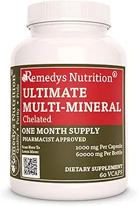 Remedy's Nutrition Ultimate Chelatedマルチミネラル|1,000mg、60ビーガンカプセル栄養補助食品  1ヶ月の供給