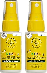 Beekeeper's Naturals Kids Propolis Throat Spray 95% Bee Propolis Extract - Natural Immune Support & Sore Throat Relief, Antioxidants & Gluten-Free, 1.06 oz (Pack of 2)
