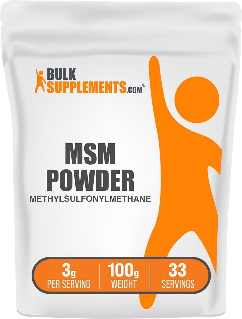 BulkSupplements.com MSMパウダー - Methylsulfonylmethane、MSMサプリメント、栄養補助食品 - Gluten無料、サービングあたり3g、100g(3.5オンス)(パッケージ1)