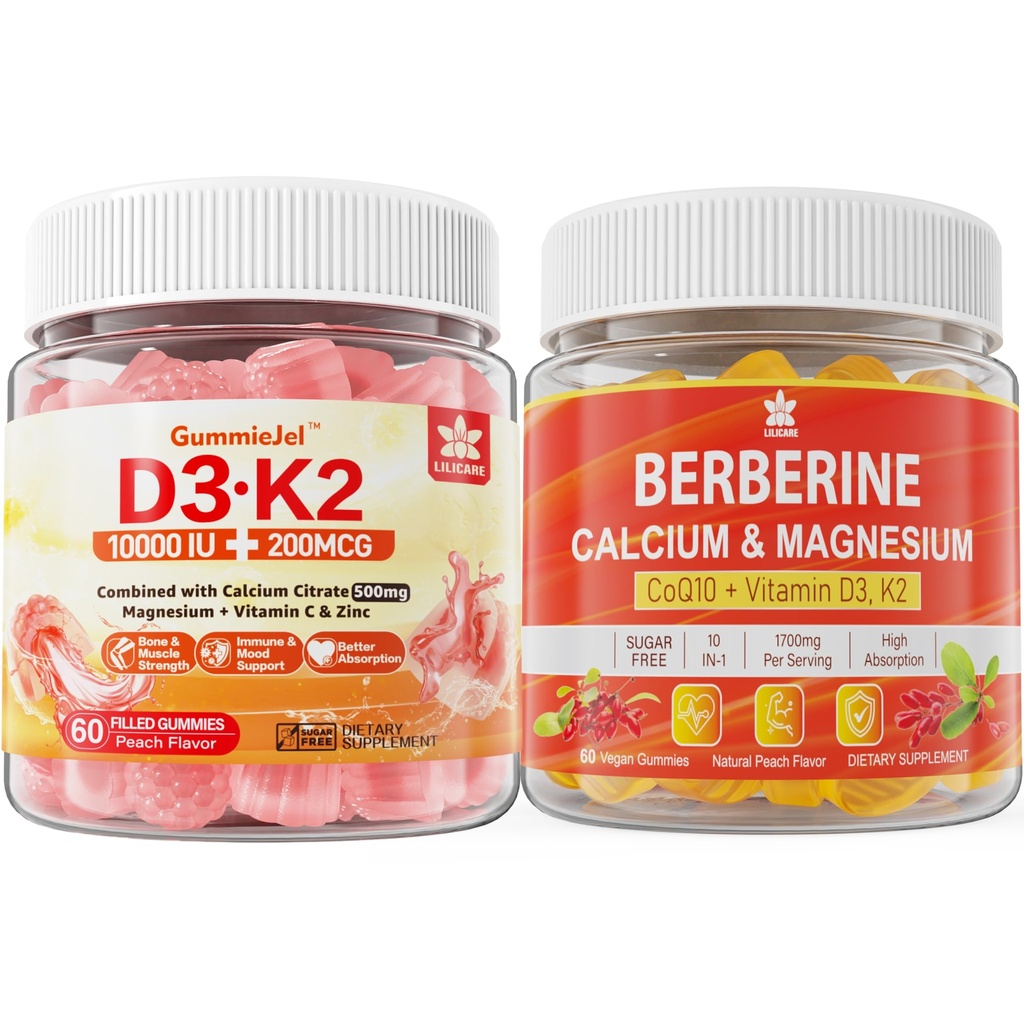 カルシウム、マグネシウムのクエン酸塩、ビタミンC + Berberineの補足のグミ、Liposomal Berberine及びBerberine HCI、Calcium、マグネシウムが付いている砂糖なしのビタミンD3 K2のグミ