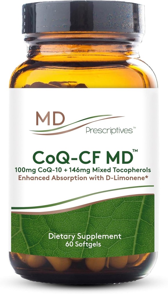 MDの記述CoQ-CF MD -ビタミンE - CoQ10 100mgの最適吸収の方式のCoenzyme Q10の食事療法の補足- 1のカプセルの毎日- 60のSoftgels