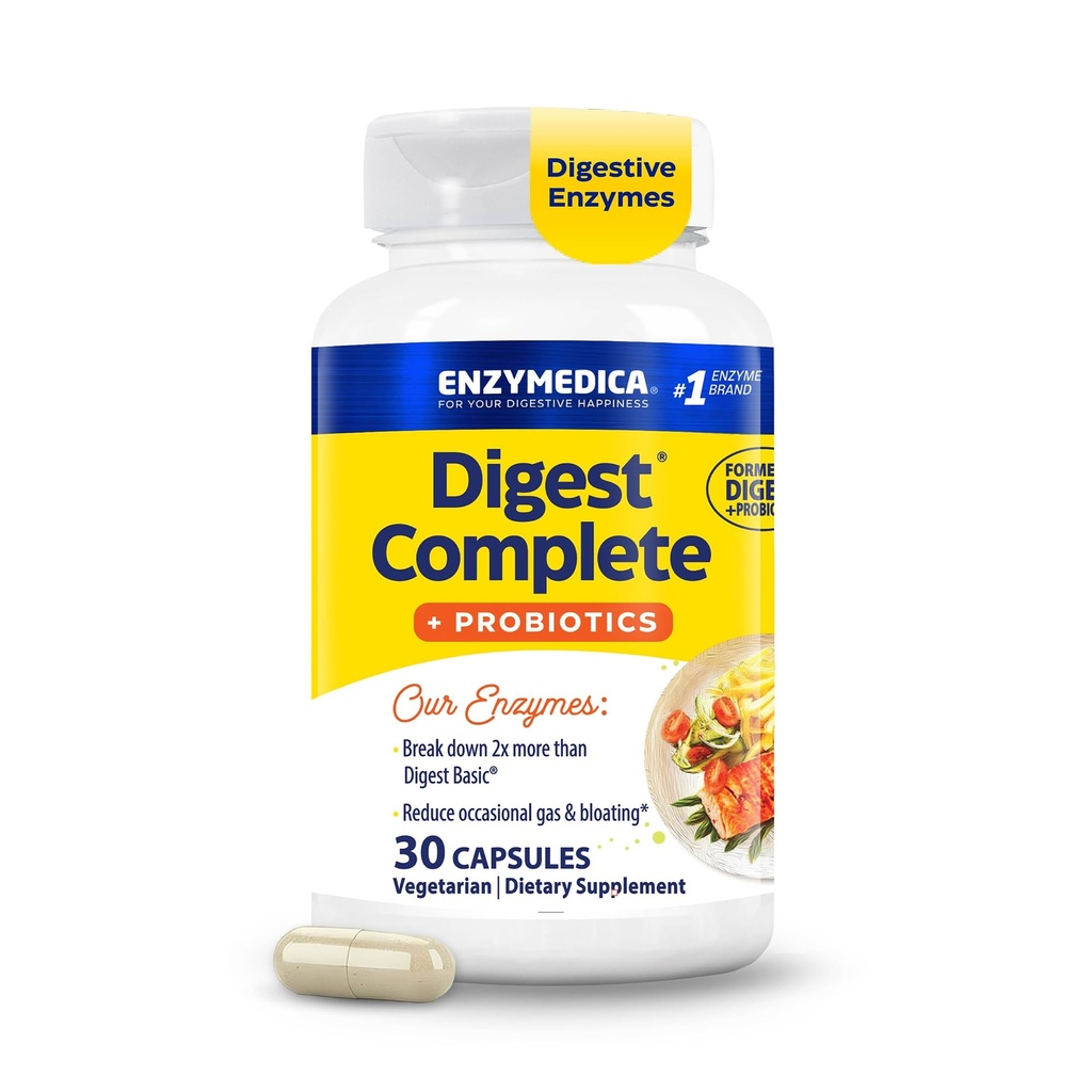 Enzymedica、ダイジェストコンプリート+プロバイオティクス、カプセルあたり400百万のCFU活動的な文化、30カプセル